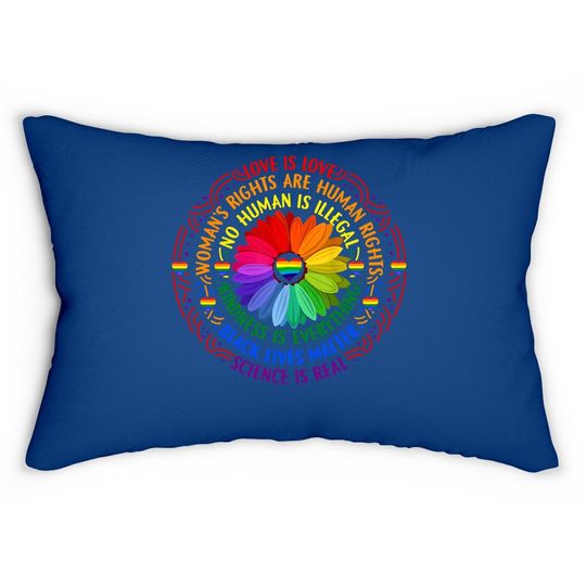 Rainbow Black Lives Matter Science Lgbt Pride Flower Lumbar Pillow