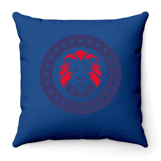 Conservative Lion Patriotic Throw Pillow