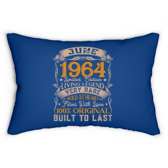 57th Birthday Decorations June 1964 57 Years Old Lumbar Pillow