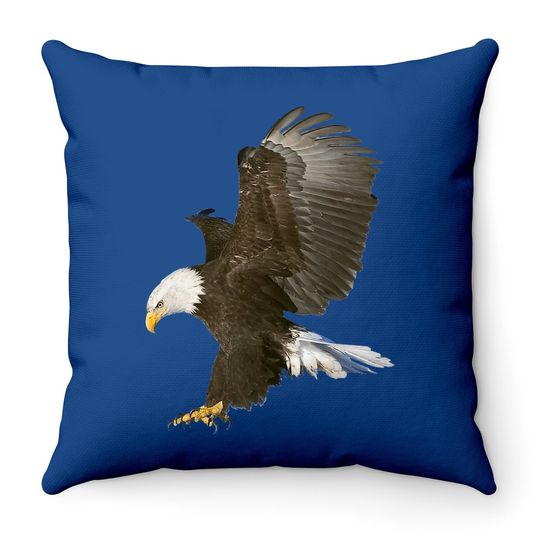 American Bald Eagle Swooping Photo Portrait Throw Pillow