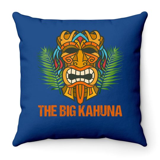 The Big Kahuna Funny Hawaiian Tiki Throw Pillow