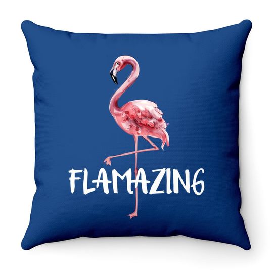 Flamazing Pink Flamingo Novelty Flamingo Throw Pillow