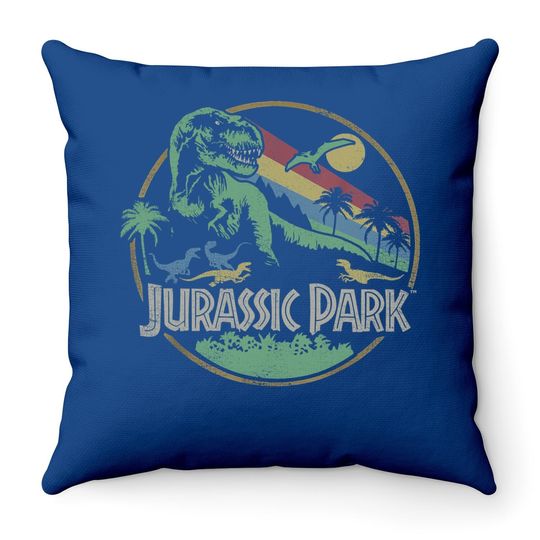 Retro Jurassic Park Darken  throw Pillow