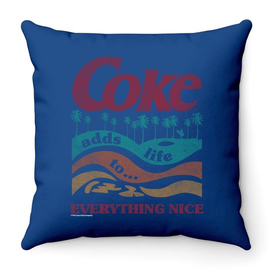 Retro Coke Adds Life Surf And Sun Graphic Throw Pillow