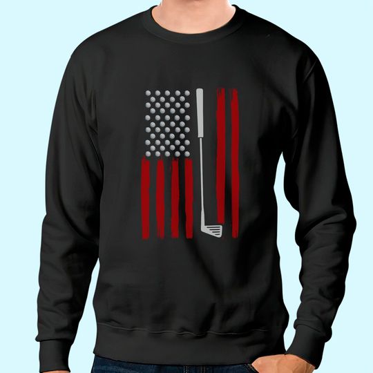 Retro American Flag Golf Gift for Golfer Funny Golf Club Sweatshirt