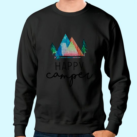 ZJP Women Casual Happy Camper Sweatshirt Short Sleeve Letter Printed Sweatshirt Tops Pullover Sweatshirt…