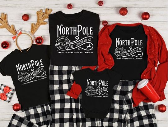 Santa North Pole Christmas Family Matching T-Shirt