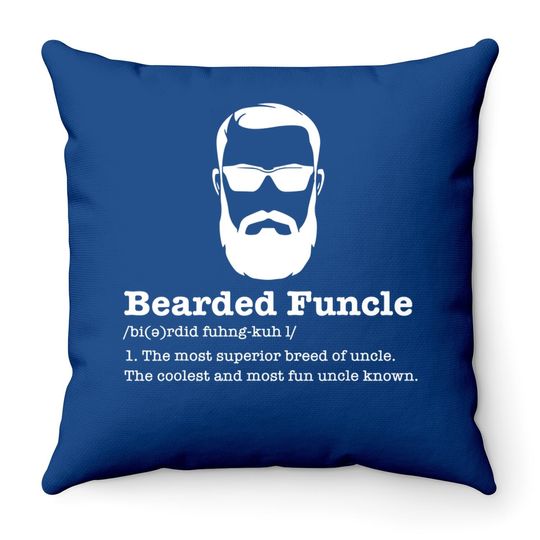 Bearded Funcle Throw Pillow Funny Uncle Vintage Style Throw Pillow