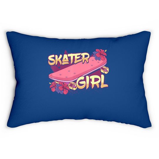 Skater Girl Skateboard Skateboarding Lumbar Pillow