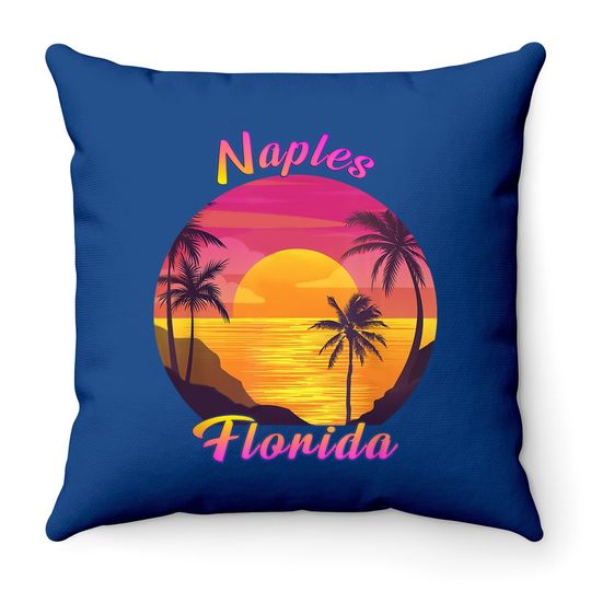 Naples Fl Florida Vintage Retro 70s 80s Vacation Souvenir Throw Pillow