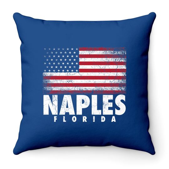 Naples Florida American Flag Throw Pillow
