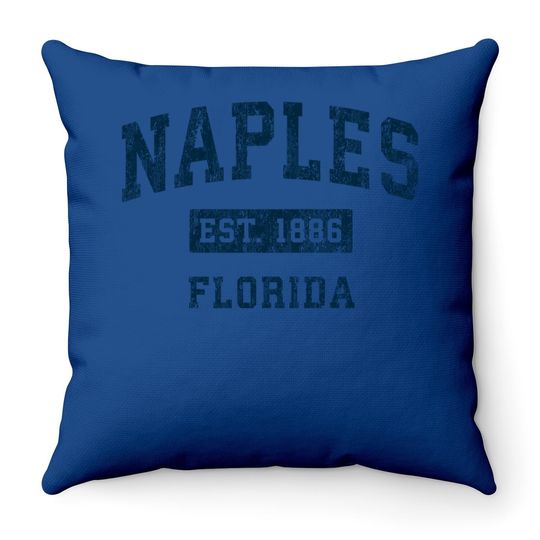 Naples Florida Fl Vintage Sports Design Navy Print Throw Pillow