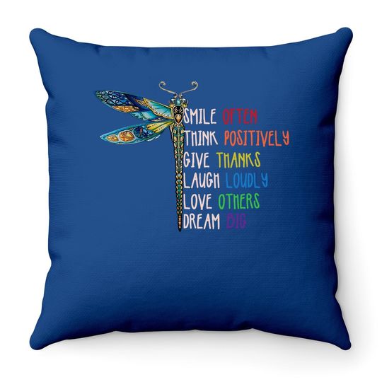 Motivation Inspiration Cute Dragonfly Throw Pillow