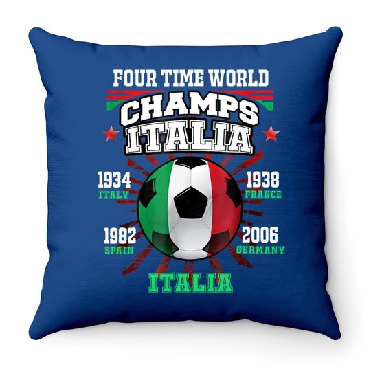 Italy Football Throw Pillow With Cup Years For Fans