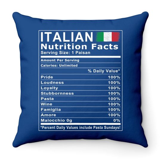 Italian Nutrition Facts Throw Pillow