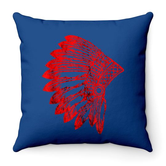 Native American Feather Headdress Indian Chief Tribes Pride Throw Pillow