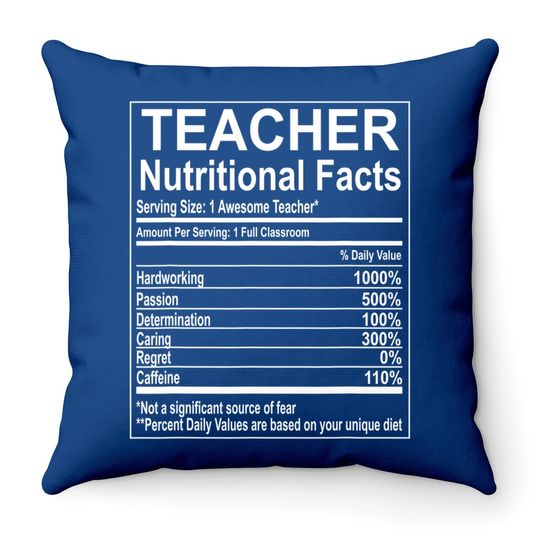 School Teacher Nutrition Facts Educator Throw Pillow