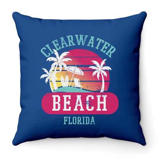 Clearwater Beach Original Florida Sunset Beaches Throw Pillow