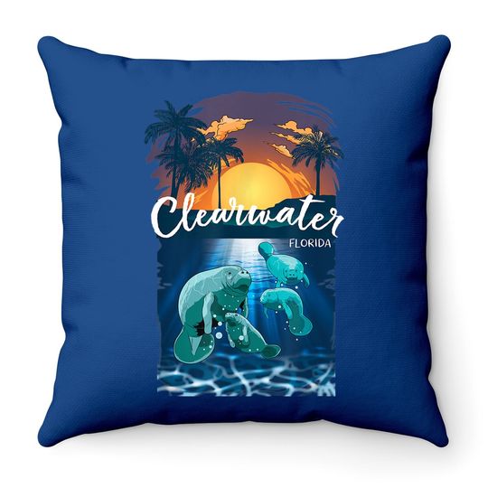 Clearwater Florida Throw Pillow Manatee Throw Pillow