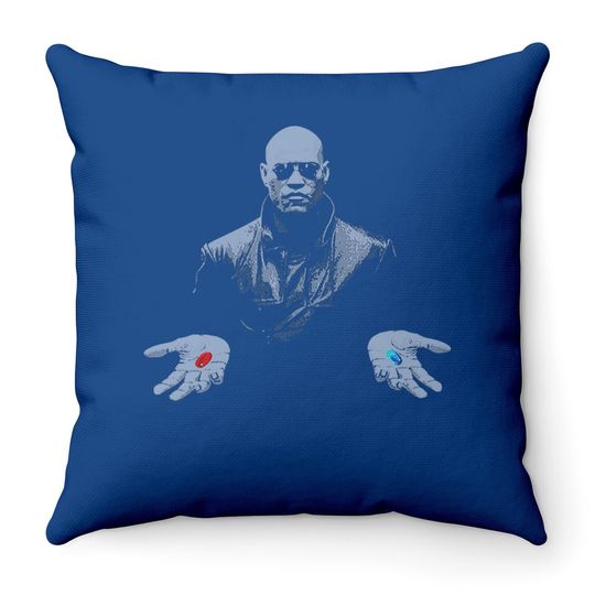 The Matrix Morpheus Red Pill Or Blue Pill Throw Pillow