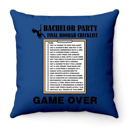 Bachelor Party Checklist Funny Challenge Throw Pillow