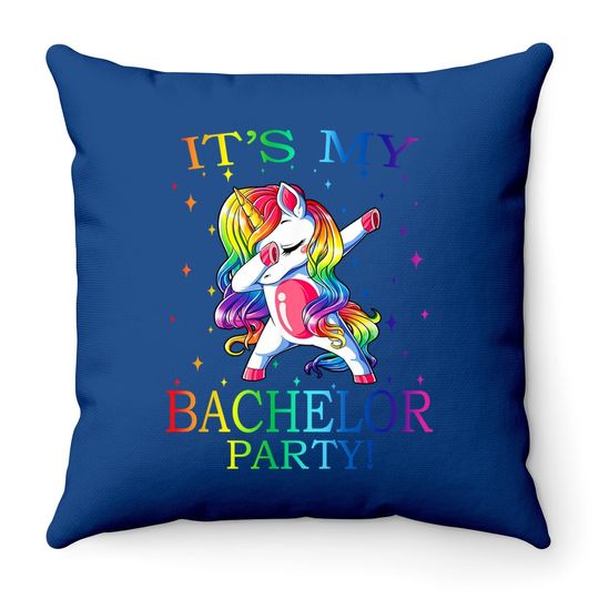 It's My Bachelor Party Unicorn Throw Pillow