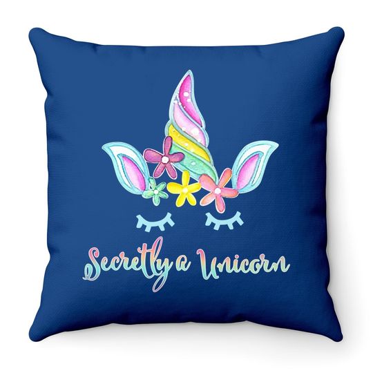 Secretly A Unicorn Flowers And Horn Plus Size Throw Pillow