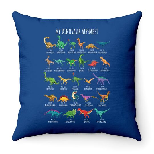 Types Of Dinosaurs Alphabet A-z Abc Dino Identification Throw Pillow
