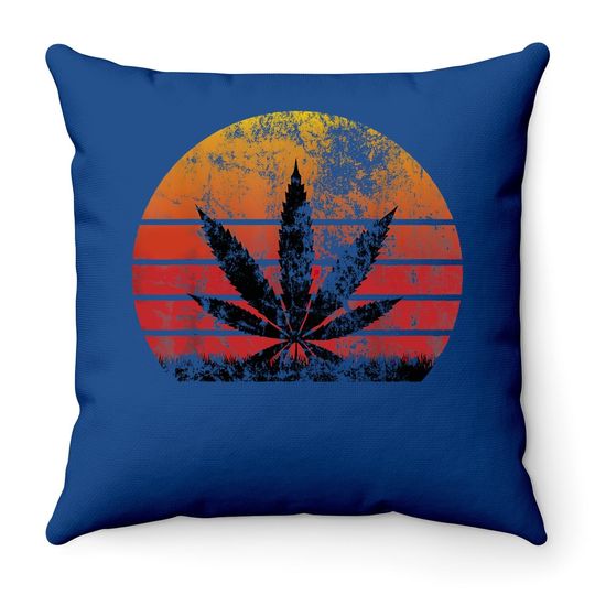 Sun Vintage Throw Pillow Marijuana Weed Cannabis Leaf Throw Pillow