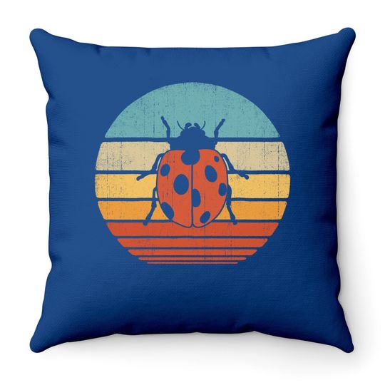 Ladybug Retro Vintage 60s 70s Gifts Bug Insect Throw Pillow
