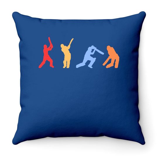 Cricket Gifts - Retro Vintage Colors Cricket Players Throw Pillow