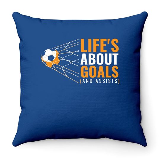 Soccer Throw Pillow For Boys Life's About Goals Boys Soccer Throw Pillow