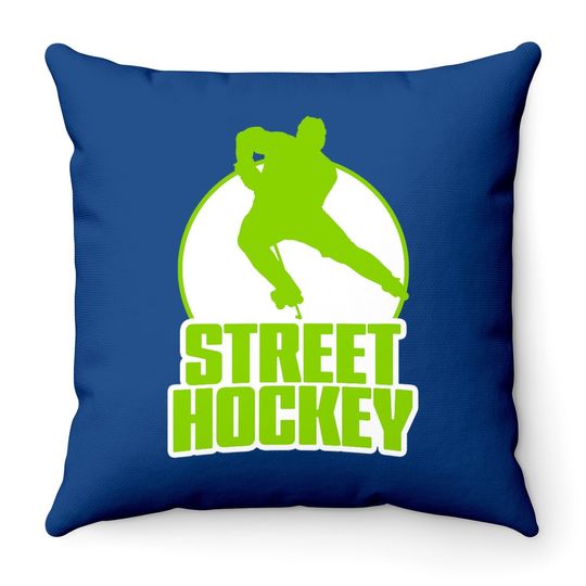 Street Hockey Player Throw Pillow