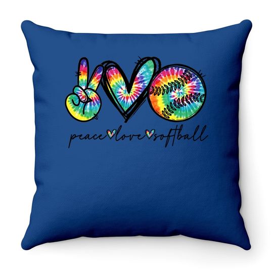 Peace Love Softball Tie Dye Cute Softball Lovers Throw Pillow