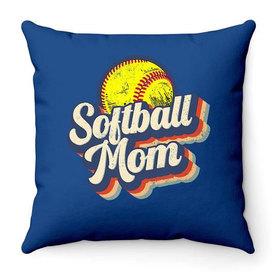 Retro Softball Mom Vintage Softball Mom Mother's Throw Pillow