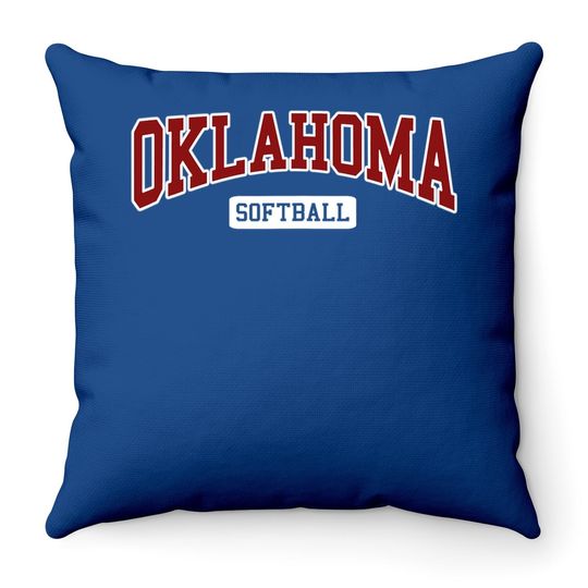 Oklahoma Softball Classic Retro Style Softball Player Throw Pillow