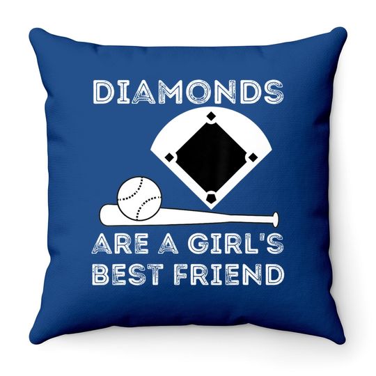 Diamonds Are A Girl's Best Friend - Baseball & Softball Fan Throw Pillow