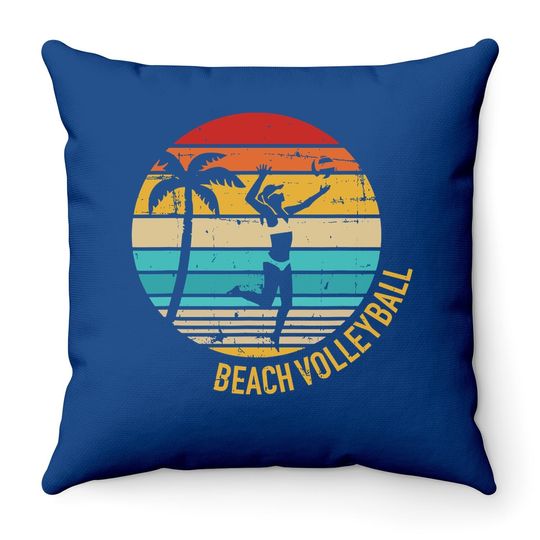 Beach Volleyball Vintage Retro Throw Pillow