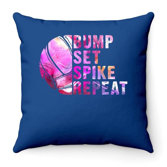 Bump Set Spike Repeat Volleyball Lover Athlete Sports Gift Throw Pillow