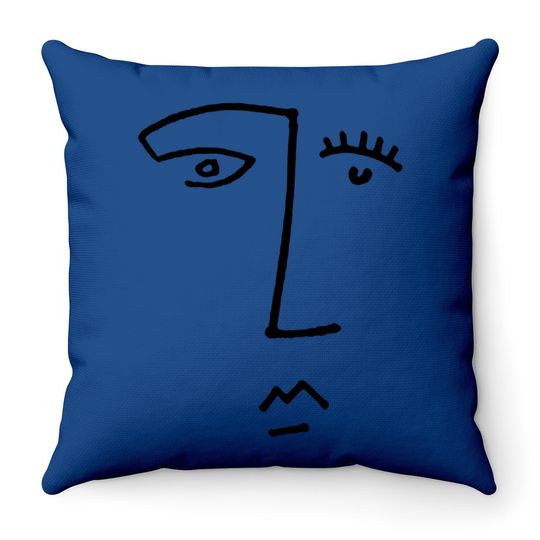 Artistic Line Drawing Abstract Face Throw Pillow