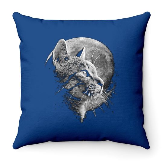 Cat With Moon - Cat Throw Pillow