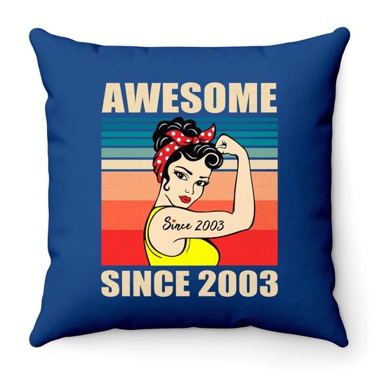 Gift For 18 Year Old Vintage 2003 Woman Throw Pillow