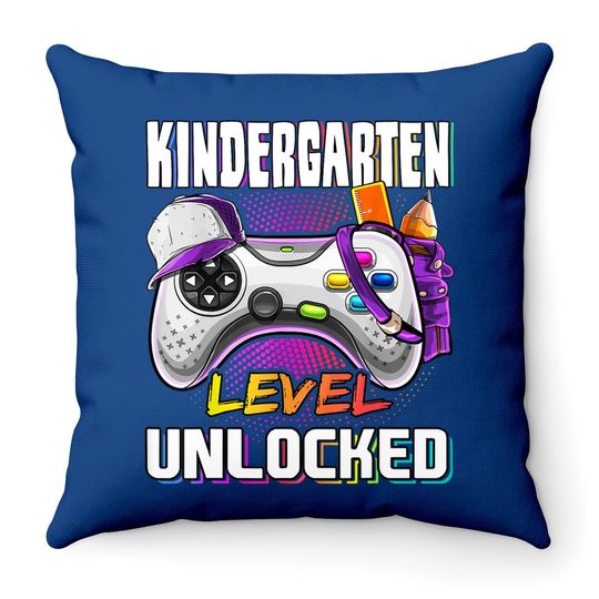 Kindergarten Level Unlocked Back To School Video Game Girls Throw Pillow