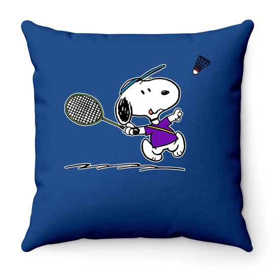 Snoopy Playing Badminton, Snoopy Badminton Throw Pillow