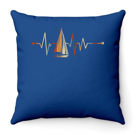 Sea Captain Gift Sail Boat Heartbeat Boat Sailing Throw Pillow