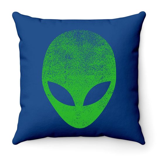 Alien Head Distressed Throw Pillow I Aliens Ufo Area 51 Roswell Throw Pillow