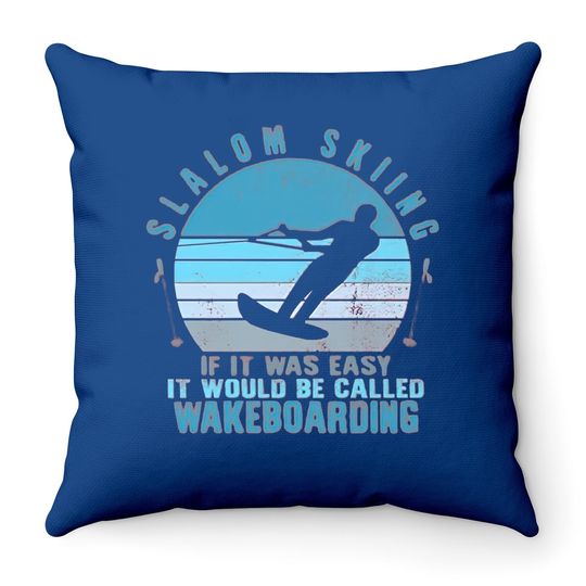 Slalom Skiing Throw Pillow, Skiing Lover Gift, Wakeboarding Throw Pillow, Water Skiing Throw Pillow