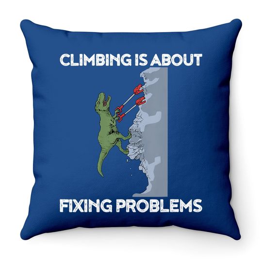 Funny Climbing T-rex Rock Climber Dinosaur Throw Pillow