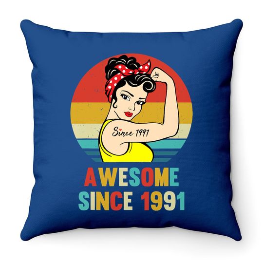 Vintage 30th Birthday 1991 Gift For 30 Year Old Woman Throw Pillow