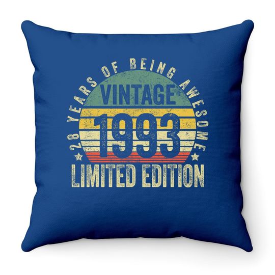 28 Year Old Gifts Vintage 1993 Limited Edition 28th Birthday Throw Pillow